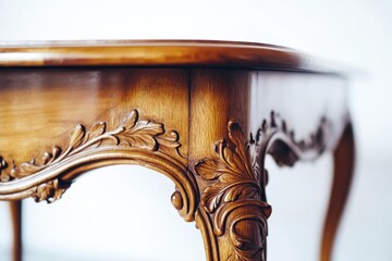 Wall Mural - Intricate Carving Adorns Antique Wooden Table Leg