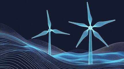 wind energy innovation through futuristic blueprint of wind turbines representing clean renewable power advancements sustainability technological solutions for global energy demands and green energy p