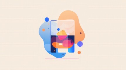 Poster - Abstract Composition of Colorful Shapes and Glass Container Design