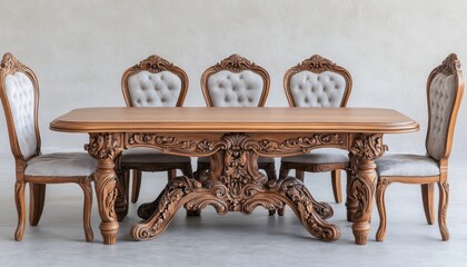 Wall Mural - Ornate Wooden Dining Table With Four Matching Chairs