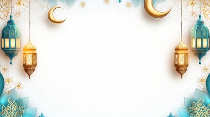 Wall Mural - ramadan abstract background. featuring soft blues, golds, and whites. highlighting spirituality, ref