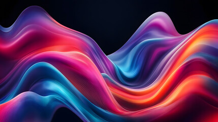 Smooth waves of fire and smoke flow in a swirling pattern of blue and purple light against a black backdrop