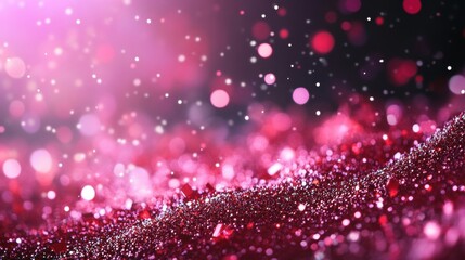 Wall Mural - Vivid red bokeh lights blend with sparkling glitter particles, producing a captivating and festive atmosphere perfect for joyful moments