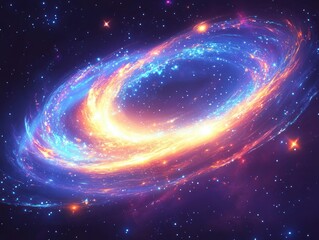 Poster - Cosmic Swirl Background with Neon Colors and Glowing Light Effects