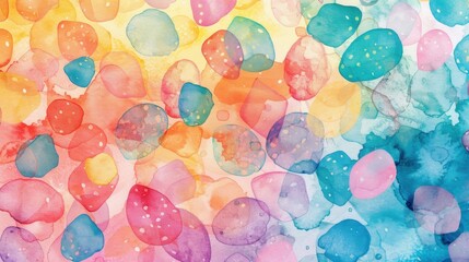 Poster - A lively pattern showcases a blend of vibrant colors with translucent rounded shapes, creating an engaging and dynamic visual experience