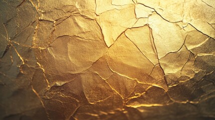 Poster - The surface showcases a rich, crinkled gold foil texture that reflects light, creating a stunning visual effect with its detailed patterns and shine