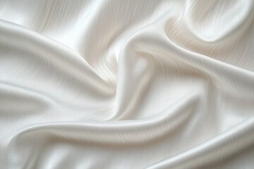 Poster - Close Up of Luxurious White Satin Fabric Texture with Delicate Folds and Natural Light