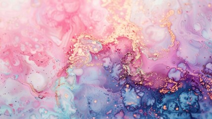 Poster - Dynamic patterns emerge from flowing pink and purple colors, enriched with subtle gold highlights that create depth and movement