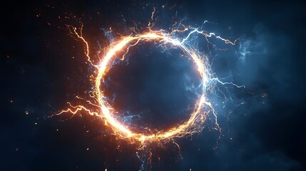 Poster - Fiery Electric Ring Energy Plasma Abstract Art