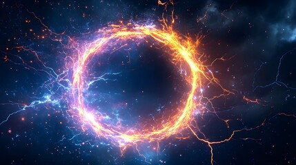 Poster - Fiery Plasma Ring Encircles Dark Cosmic Space