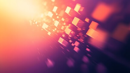 Poster - Abstract Background Featuring Dynamic Orange and Purple Cubes