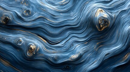 Poster - Blue Wood Grain Swirls Abstract Texture
