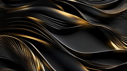 Poster - Abstract Black and Gold Wave Design