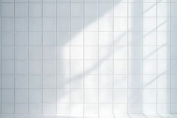 Poster - Contemporary White Tiled Wall Interior Design Soft Natural Light Minimalist Scandinavian Style