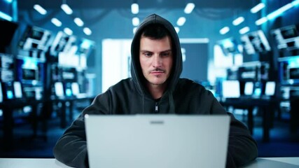 Poster - Cyber Security Risk. Thief Man Hacking