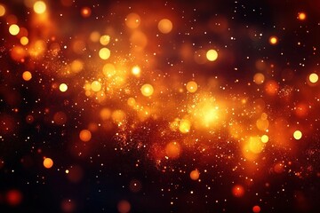 Poster - gold orange bokeh lights abstract background with warm glow