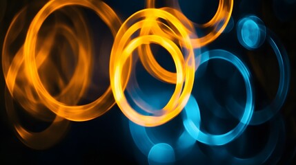 Poster - Abstract swirling orange and blue light patterns