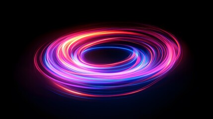 Poster - Abstract swirling neon light creates a vibrant circular design