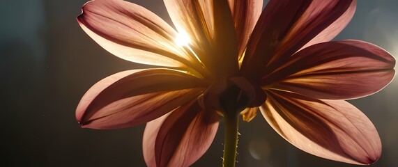 Wall Mural - Closeup of intricate flower petals unfolding in the sunlight