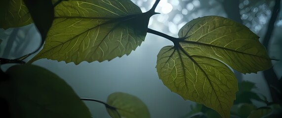 Wall Mural - Closeup of textured leaves forming intricate patterns in nature