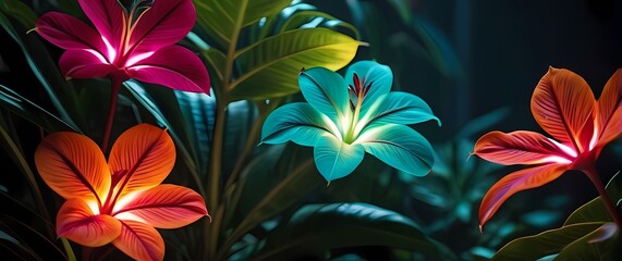 Wall Mural - Closeup of vibrant blooms on a tropical plant highlighting natures palette