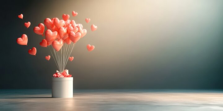 Special pink heart ballons blackground.