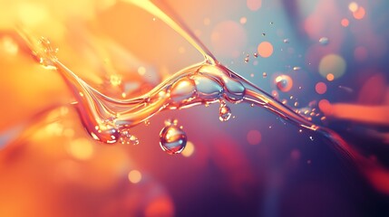 Poster - Abstract liquid splash with vibrant colors and bokeh background.
