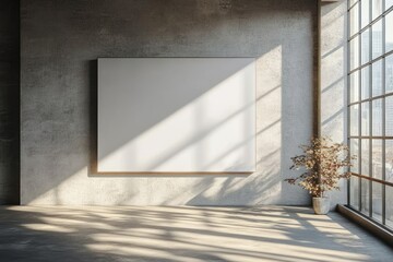 Poster - Minimalist Interior Space with Blank Canvas Soft Light Modern Architecture