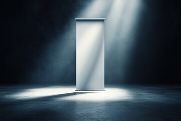 Aufkleber - Minimalist Blank Roll-Up Banner with Dramatic Spotlight in Studio Setting