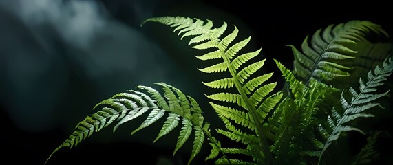 Wall Mural - Detailed closeup of unique fern patterns against a dark background