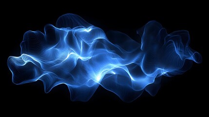 Poster - Abstract Blue Light Wave Energy Flow Design