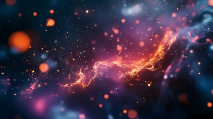Poster - Abstract cosmic nebula glowing with vibrant particles