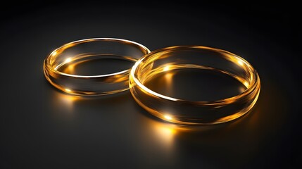 Poster - Two luminous gold rings on dark background