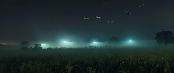 Wall Mural - lush rural fields alive with chirping insects effortlessly painting stories in harmony