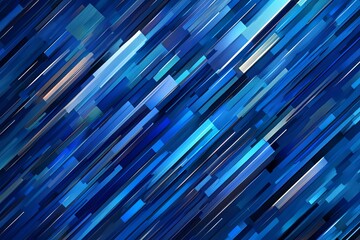 Poster - Dynamic blue abstract composition with lines and shapes creating a vibrant layered effect in modern art style. Generative AI