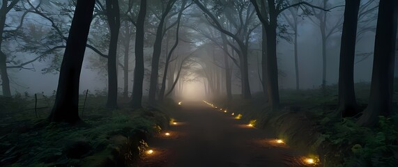 Wall Mural - natural pathways lined with trees adding ease and approachability for visitors