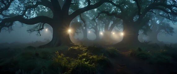 Wall Mural - old oaks embracing the beauty of natures cycles through visual storytelling