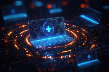 Poster - Futuristic Digital Network Data Transfer Exchange Virtual Cloud Storage and Backup 3D Rendering Illustration