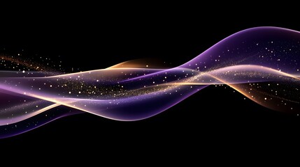 Poster - Abstract Purple Gold Wave With Sparkling Dust