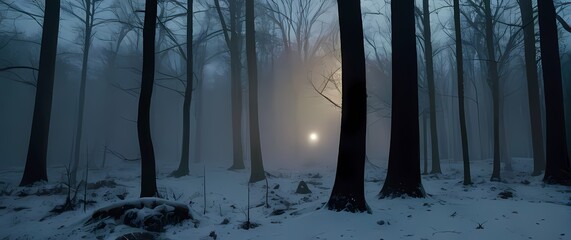 Wall Mural - silent moments captured in bare forests when snow softly blankets the ground