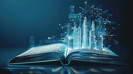 Poster - Cityscape Emerging from an Open Book