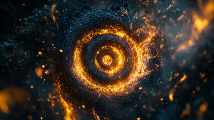 Poster - Swirling flames create a captivating spiral in a dark cosmic setting