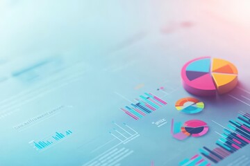 Fototapete - Vibrant Colorful Business Chart on Blue Background Illustrating Growth Trends and Financial Data for Professional Presentations and Corporate Analysis