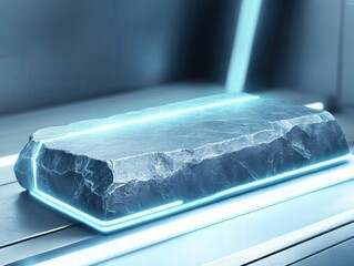 Poster - A sleek, illuminated stone slab resting on a futuristic surface.