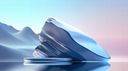 Aufkleber - A stylized, abstract ice formation set against a serene pastel backdrop.