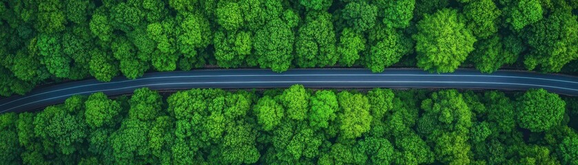 Poster - Tranquil Forest Road Surrounded by Lush Greenery and Towering Trees Inviting a Sense of Adventure and Peaceful Exploration in Nature's Embrace