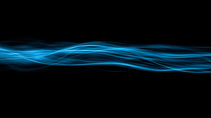 Poster - Dynamic blue wave patterns on a black background creating a sense of movement and energy
