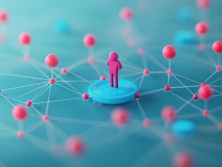 Poster - Social media reach, expansive network graph, 3D illustration
