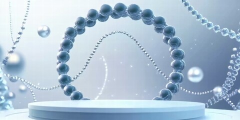 Fototapete - Abstract representation of molecular structures in a futuristic setting.