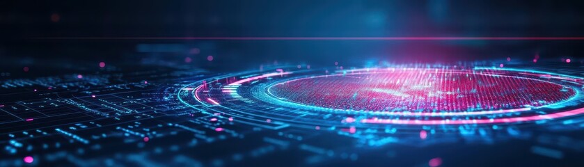 Fototapete - Futuristic Circuit Board Design Illuminated by Vibrant Red Light Creating a High-Tech Ambiance Suggestive of Innovation and Advanced Technology Concepts